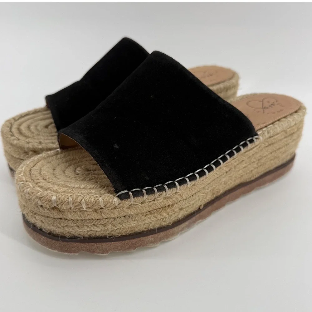 Oasis Society Black Platform Espadrille Slide Sandals Womens Size 9‎ Bohemian